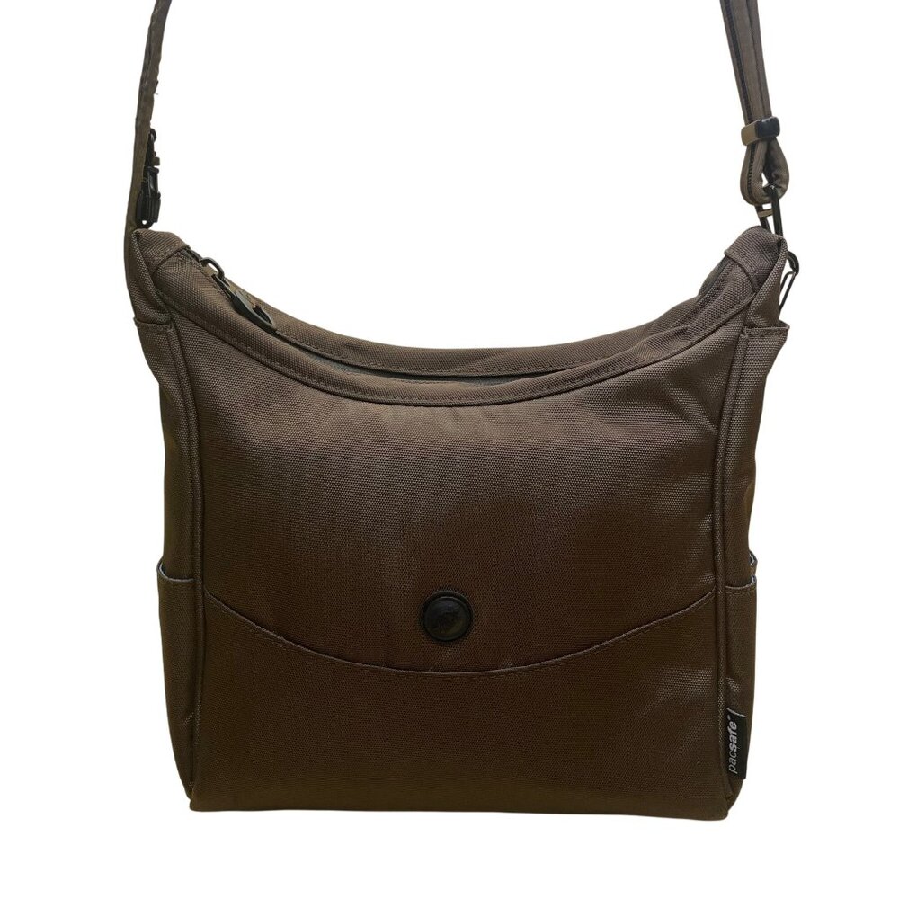 Pacsafe Women’s Brown Nylon Citysafe 100 Security Anti-Theft Crossbody Bag